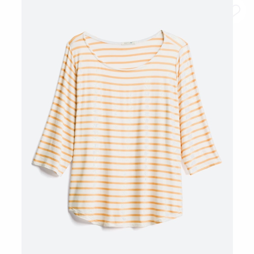 Women's Striped Top - Cream and Gold